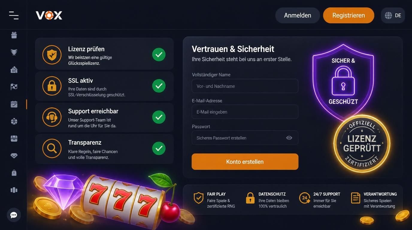 Checkliste mit Häkchen auf einem Casino-Interface