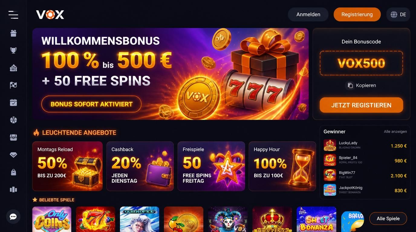 Bonusbanner mit deutschem Angebot in leuchtenden Farben