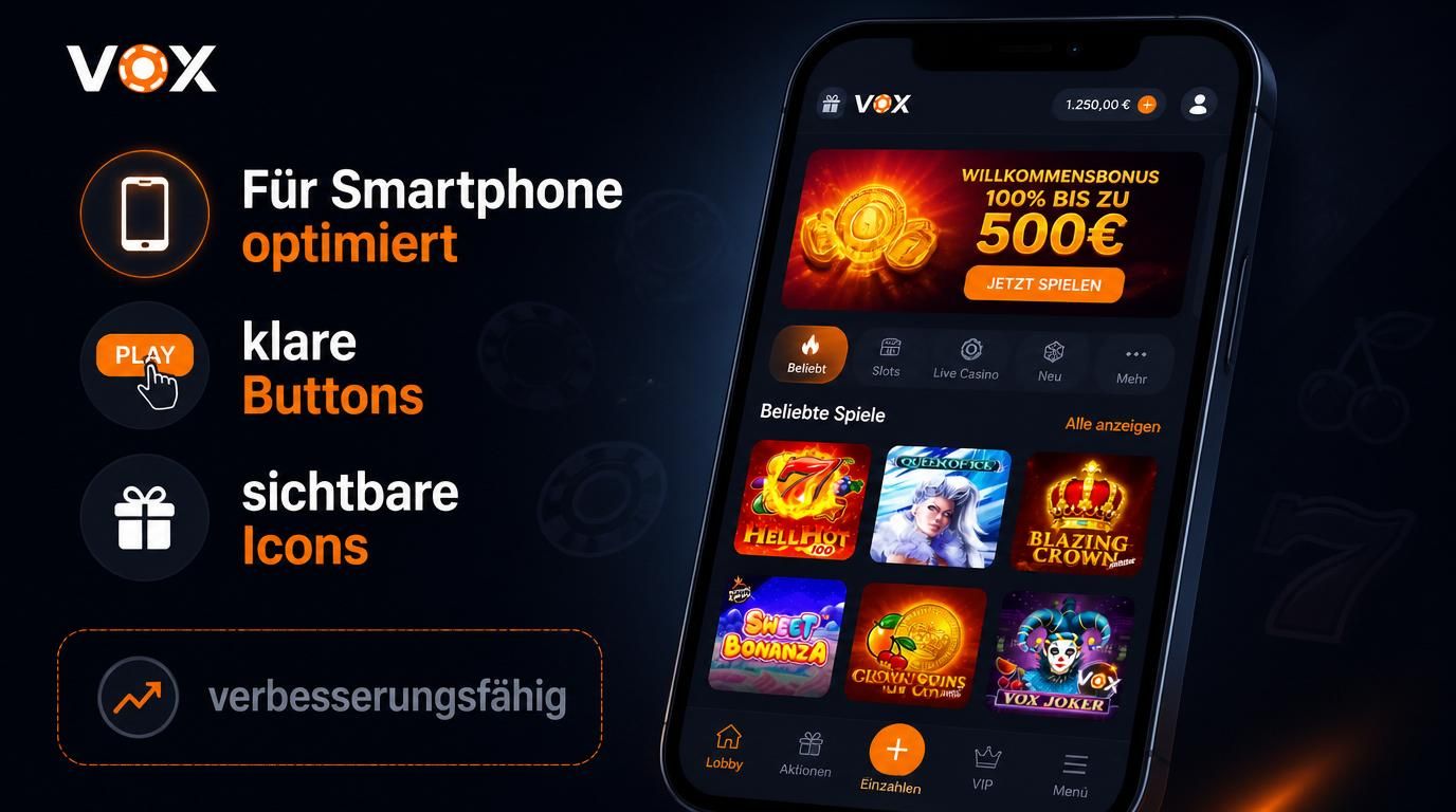 Casino auf Smartphone mit klaren Buttons
